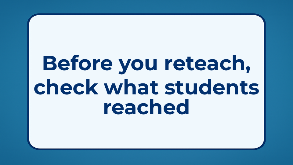 Before you reteach, check what students reached